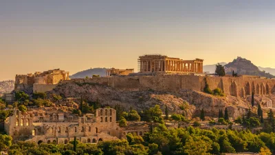 acropolis of athens at golden hour